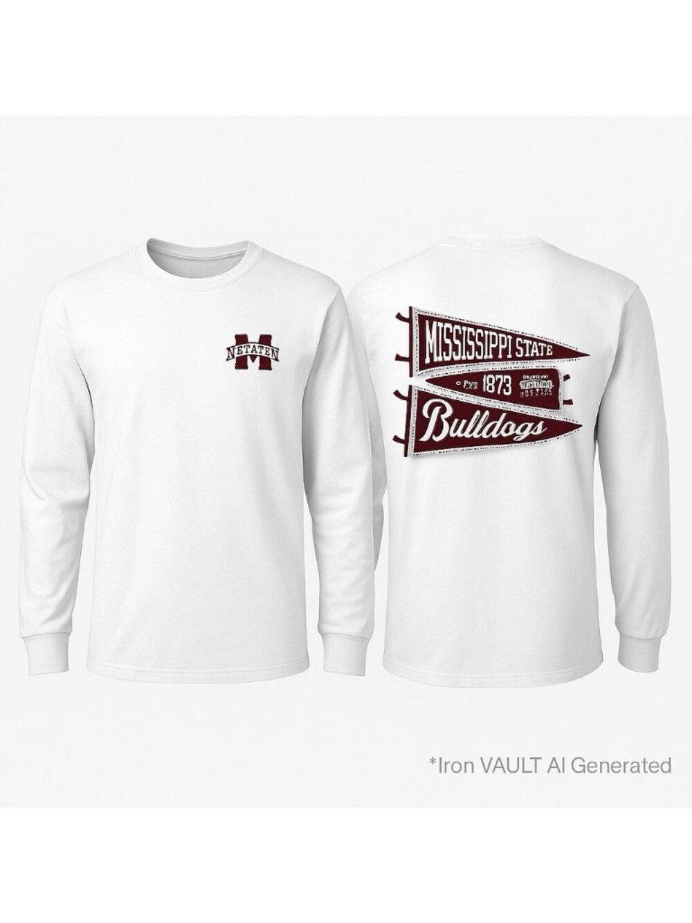Mississippi State Pressbox Womens S White Long Sleeve Spirit Tee Shirt NWT